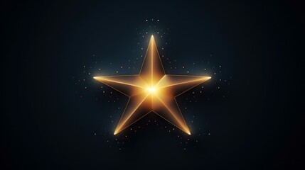 A luminous golden star set against a dark backdrop, illuminated by a radiant light effect.