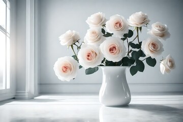 Rose Elegance: Close-Up in a White Room Setting