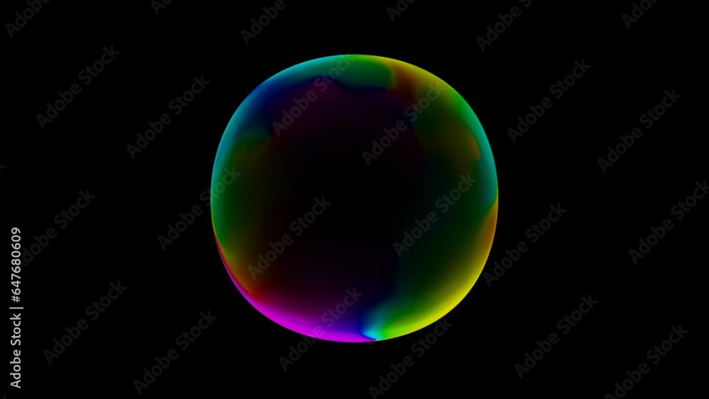 Poster colorful sphere rotation animation isolated on black background