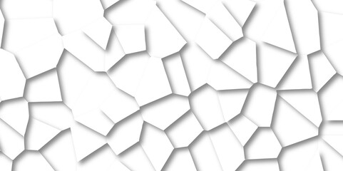 Abstract white paper cut shadows background realistic crumpled paper decoration textured with multi layers.Broken tiles mosaic seamless pattern.white gravel texture wallpaper. vector illustration.