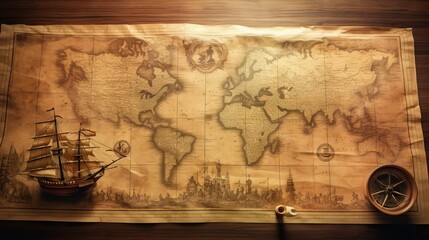 hyperealistic_photo_of_a_parchment_with_a_world_map_230914_01 Generative AI