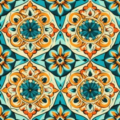 Seamless pattern Circle Moroccan or Middle Eastern Motifs fusion Ethnic ornament.