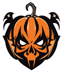 Halloween Gothic Pumpkin Vector Illustration, Halloween Spooky Pumpkin, Halloween Haunted Pumpkin