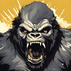 Obraz premium Handdrawn poster with gorilla heads isolated