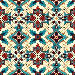 Seamless pattern Circle Moroccan or Middle Eastern Motifs fusion Ethnic ornament.