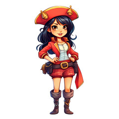 Cute Pirate Girl Clipart Illustration