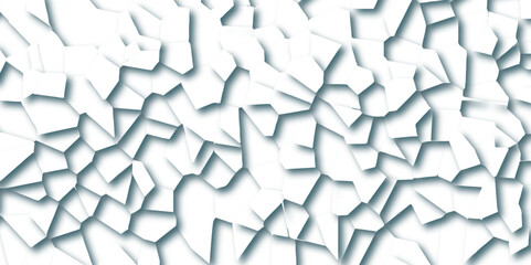 Abstract white paper cut shadows background realistic crumpled paper decoration textured with multi layers.Broken tiles mosaic seamless pattern.white gravel texture wallpaper. vector illustration.