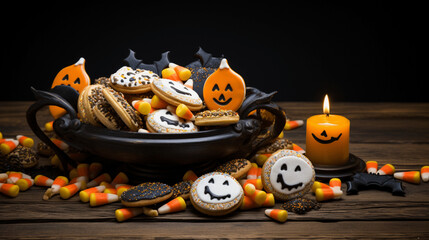 Halloween Kekse, gruselig, süß, Teller, Süssigkeiten, Oktober, Licht, Kerzen