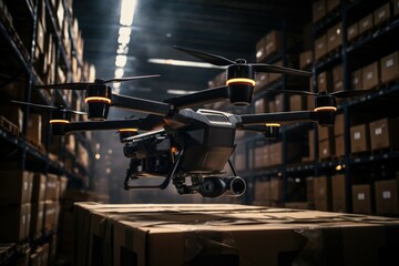 Fototapeta na wymiar Delivery drone in the distribution warehouse