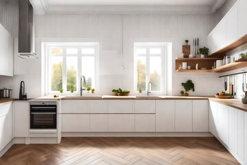 modern kitchen interior in white color
