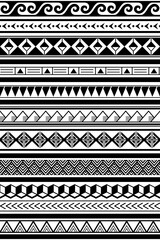 Hawaian tribal seamless vector pattern long, textile or fabric print in black and white inspired by tatoo art from Polynesia
- 647684821