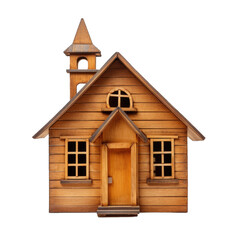 Obraz na płótnie Canvas Wooden play schoolhouse, wooden toy isolated on transparent background