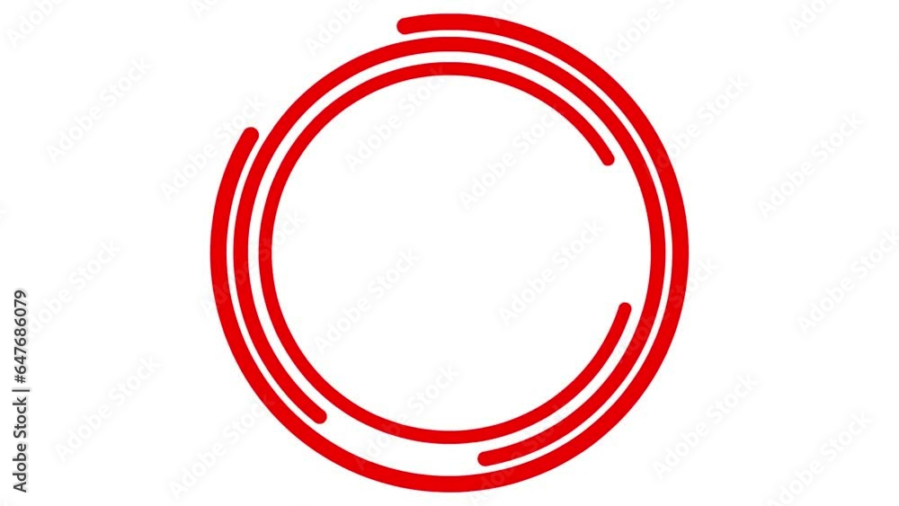 Wall mural animated red circular frame spins. linear symbol rotates. copy space for text. vector illustration i