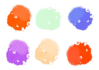 Set of brush strokes on white background. Collection of colored paint spots 