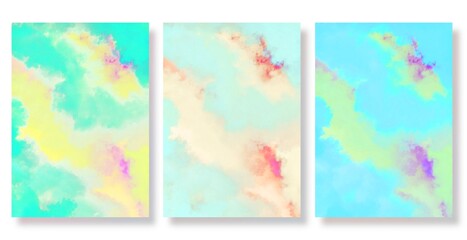 Modern abstract covers set with color gradient, minimal watercolor design . Abstract pattern 