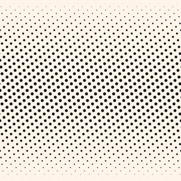 Vector abstract geometric halftone seamless pattern with dots, circles, fading spots. Extreme sport style background, urban art. Black and white minimal repeat texture with gradient transition effect