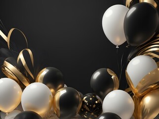 golden christmas balls on black background