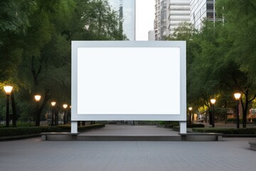 blank billboard in city park square