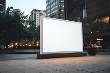 evening city blank billboard mockup. Empty LED poster in urban setting