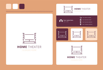 Home theater logo design with editable slogan. Branding book and business card template.