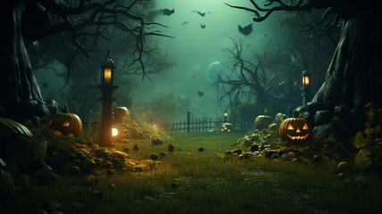 Obraz premium Halloween background with copyspace for your design. Halloween concept. Generative AI