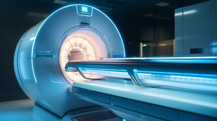 Advanced MRI,CT Scan Machine: Medical Diagnosis in Hospital Lab. Generative ai