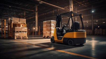 Naklejka premium Innovative Self-Guided Vehicle: Streamlining Warehouse Transportation. Generative ai