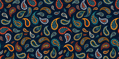 Lovely hand drawn Paisley seamless pattern, abstract background, great for textiles, banners, wallpapers - vector design