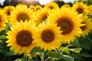 Fototapeta premium sunflowers in the garden (AI Generated)