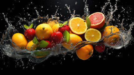 Dynamic [Fruit] Splash: Black Background in Fluid Photography