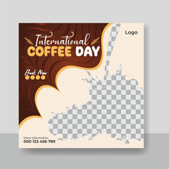 International Coffee Day Social Media Post design Template 