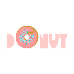Beautiful donut word design vector illustration isolated