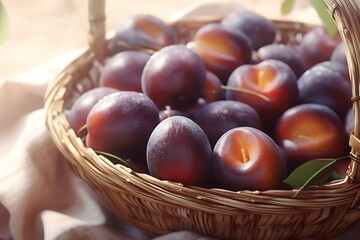 plums in basket (AI Generated)