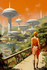 The Future in the 1950's.  Generative AI.
A digital rendering of retro futurism.  The future as imagined in the 1950's.