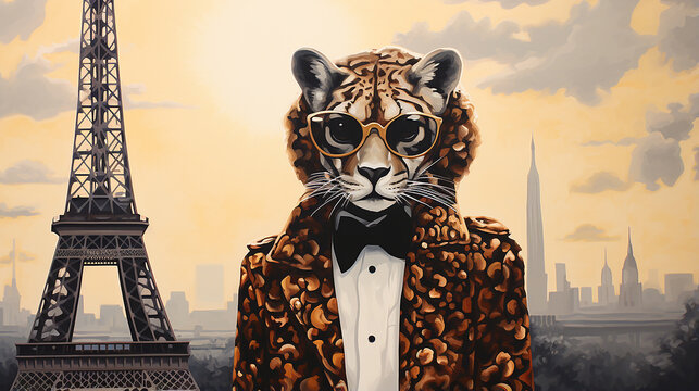 Paris Animal, Estampa de Leopardo, Luxo  Pintura