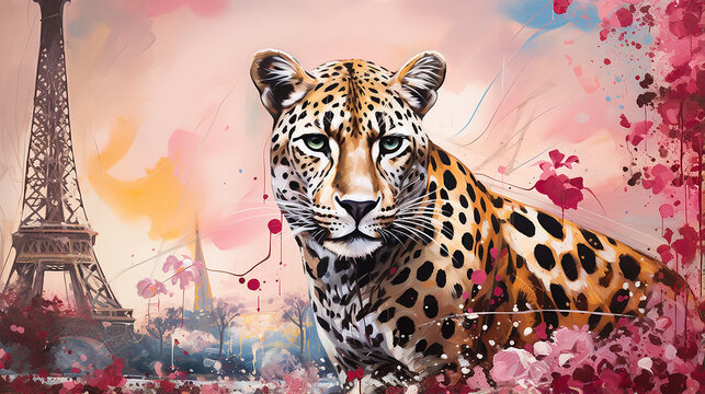 Paris Animal, Estampa de Leopardo, Luxo  Pintura