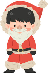 kid boy with santa claus costume ready for christmas