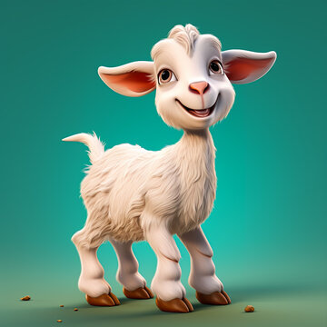 3d cute cartoon goat realistic 3d animal