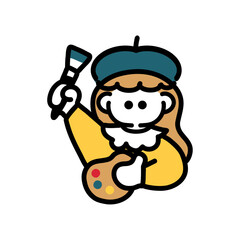 シンプルでフラットな画家の手描き線画