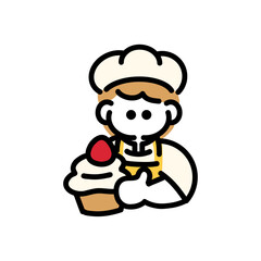 シンプルでフラットなパティシエの手描き線画