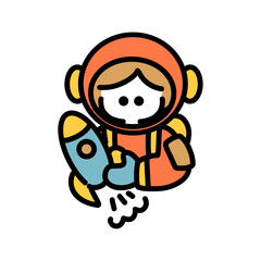 シンプルでフラットな宇宙飛行士の手描き線画