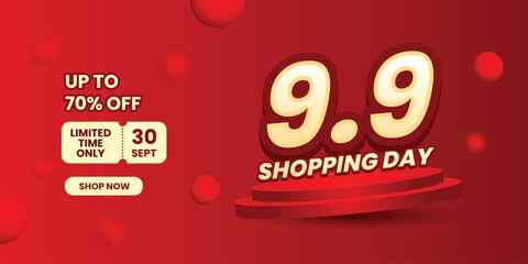 vector 9.9 shopping day banner template