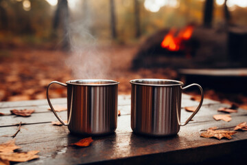 Cozy Autumn Coffee by the Bonfire