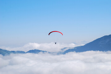 paraglider in the sky over the mountains in Switzerland