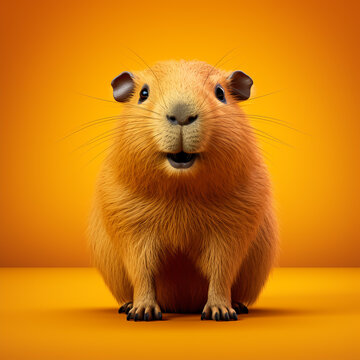 3d cute cartoon capybara realistic 3d animal