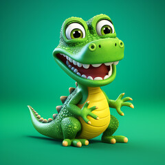 Fototapeta premium 3d cute cartoon crocodile realistic 3d animal