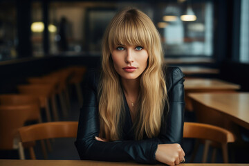 Luxury Coffee Shop Portrait of a Blonde Business Model