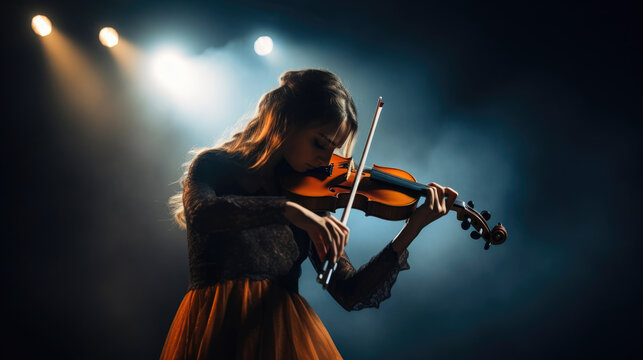 Theatrical Serenade: Young Violinist in Action