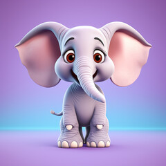 3d cute cartoon elephant realistic 3d animal