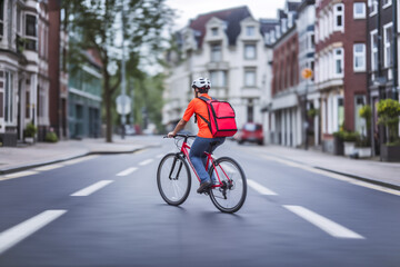 Fototapeta premium City Street Commuter riding a bicycle